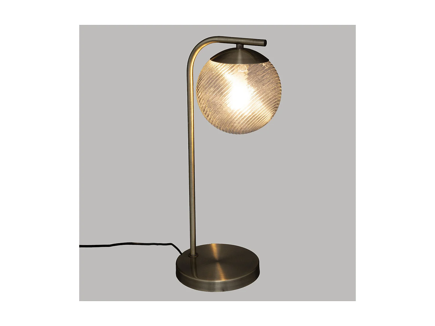 Lampe à poser en Métal Mordoré et Verre strié H 45 cm