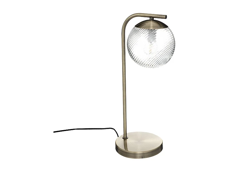 Lampe à poser en Métal Mordoré et Verre strié H 45 cm