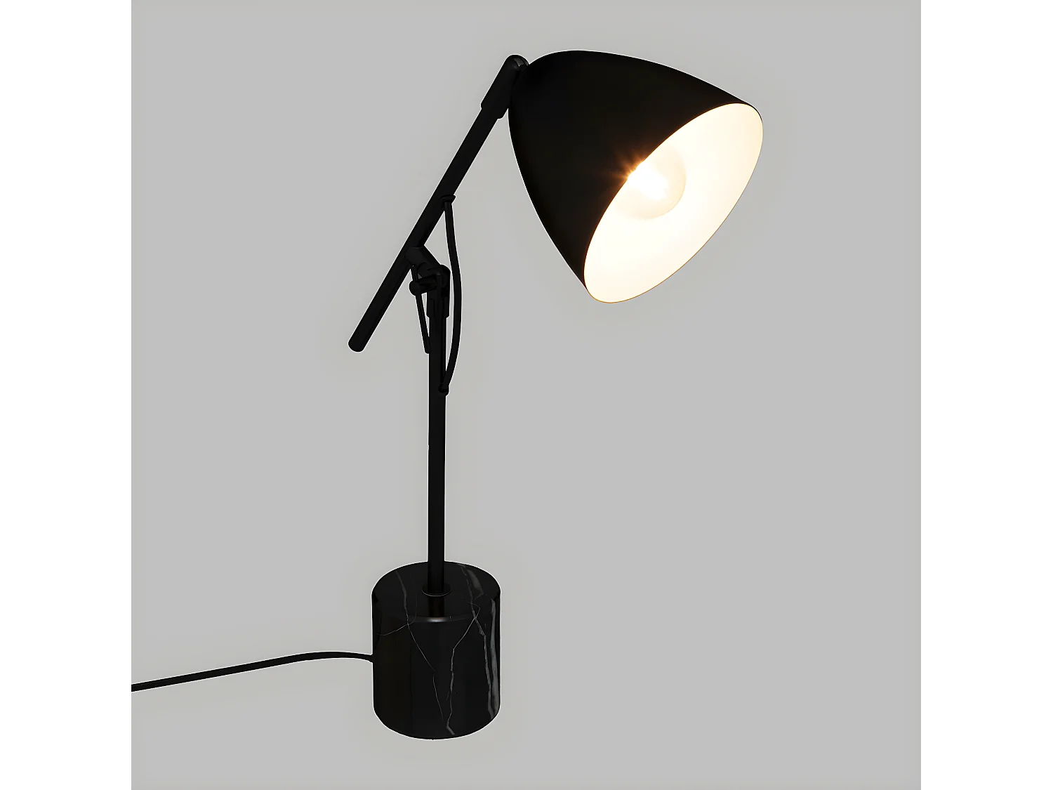 Lampe à poser en Métal et Marbre Noir H 54 cm
