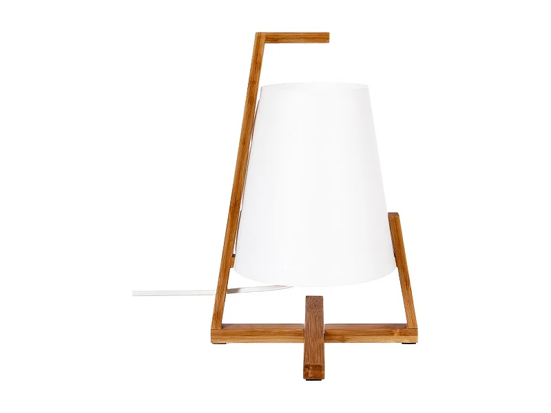 Lámpara de mesa Gong Atmosphera blanco/madera 32x21,5x21,5 cm