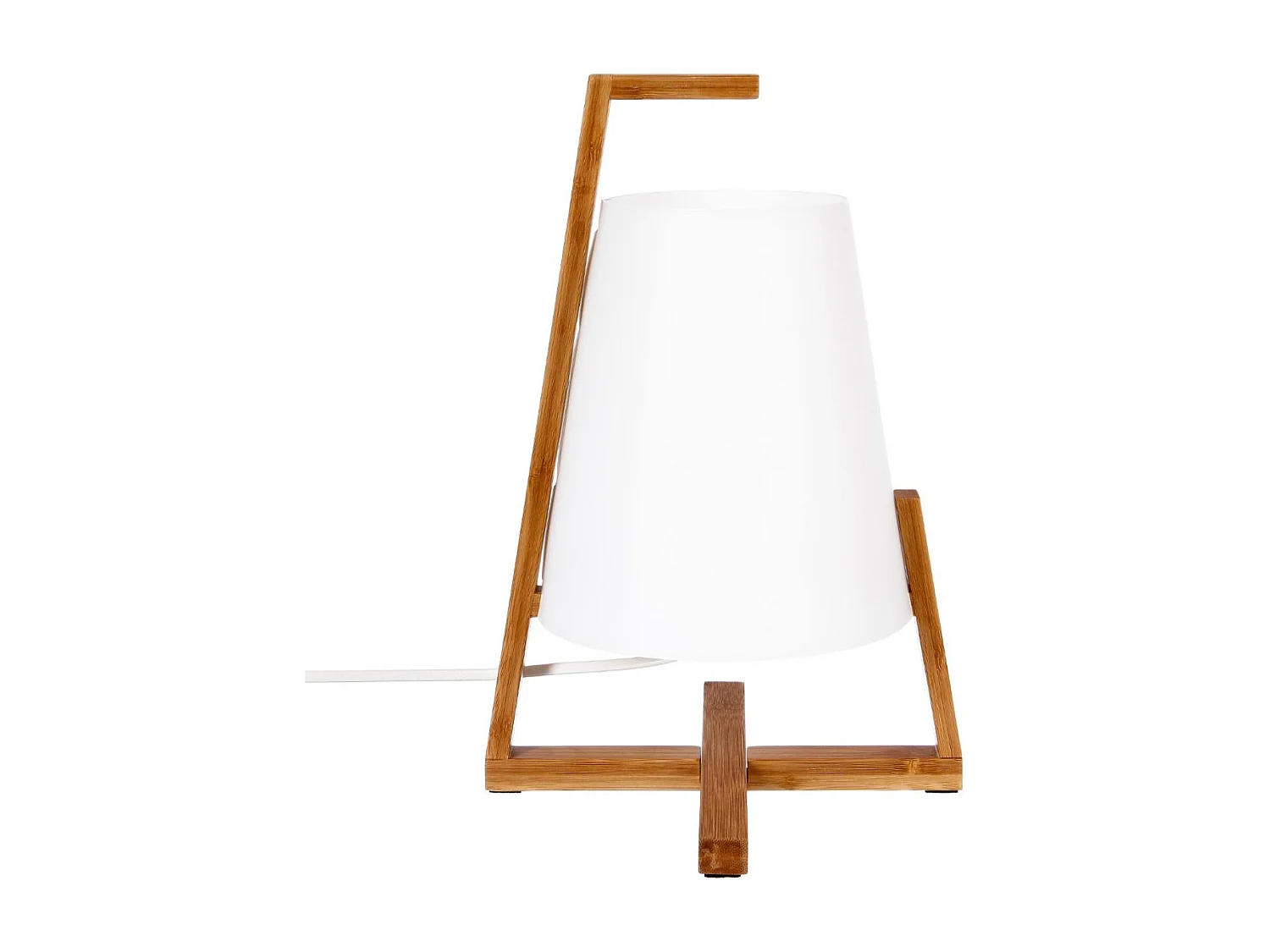 Lámpara de mesa Gong Atmosphera blanco/madera 32x21,5x21,5 cm