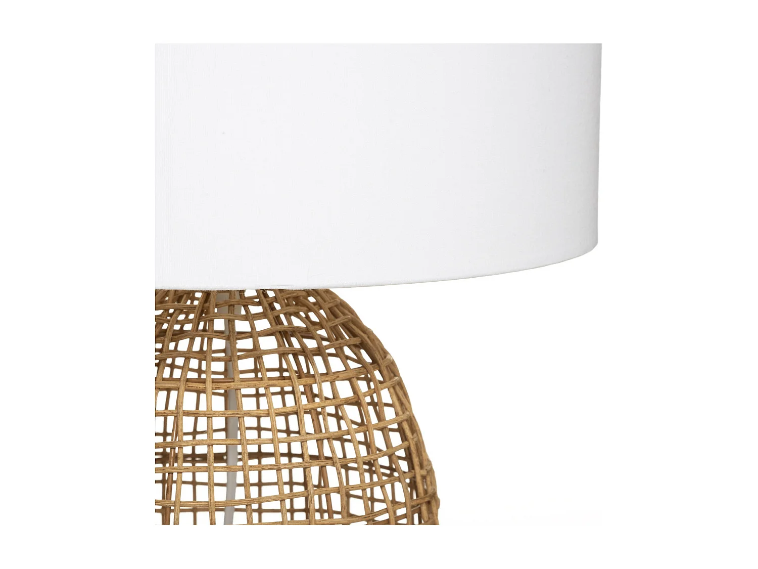 Lampe à poser en Rotin et Abat-jour Blanc H 55 cm