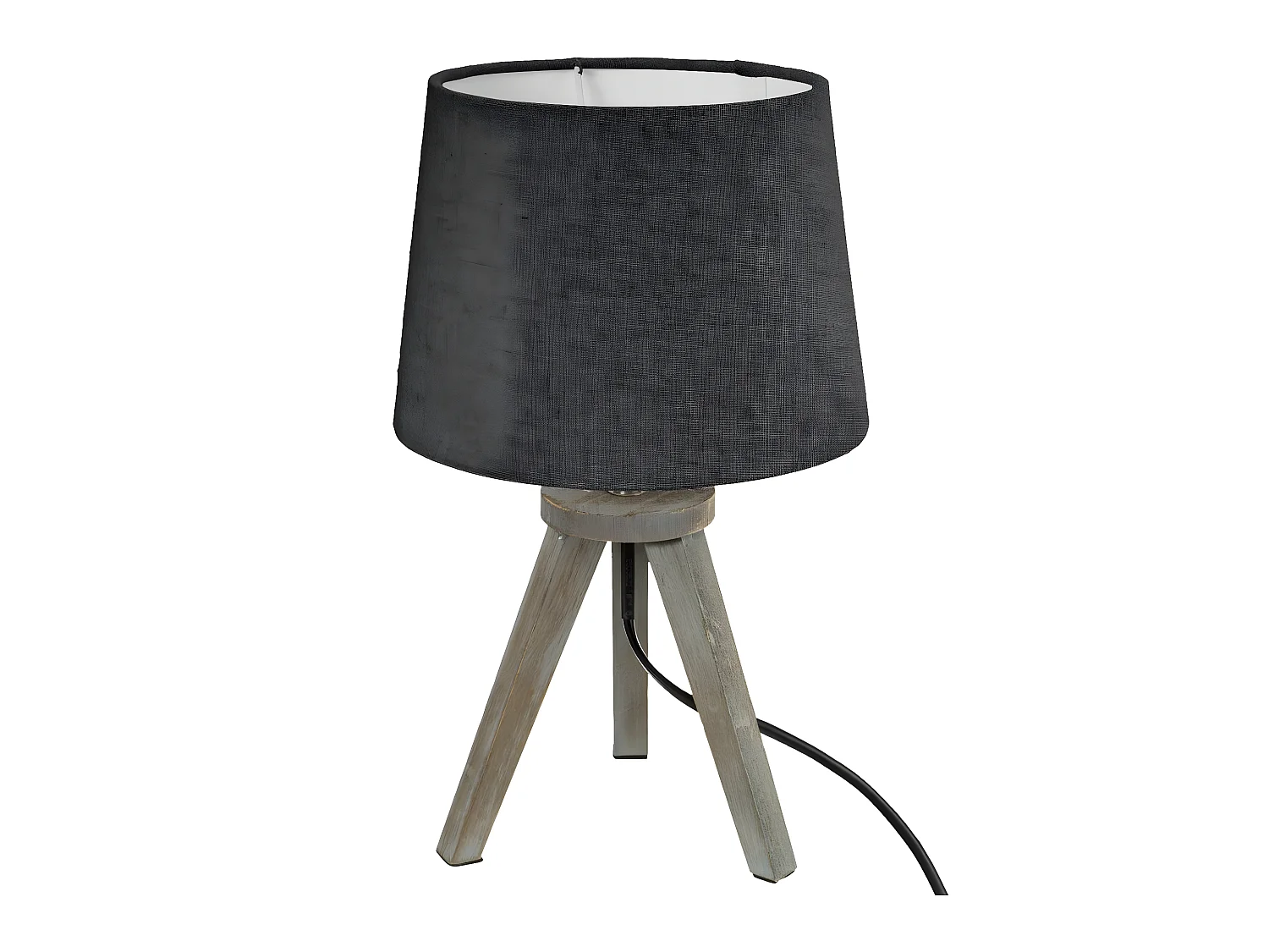 Lampe en Bois brossé et Abat-jour Gris H 31 cm