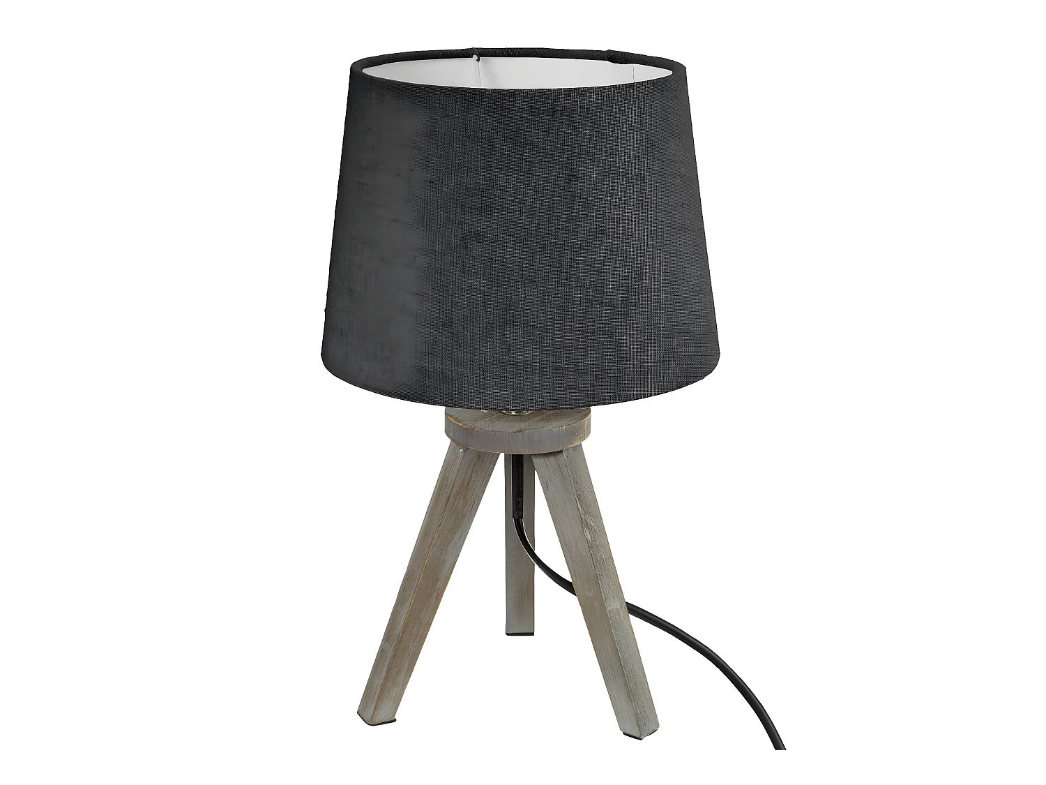 Lampe en Bois brossé et Abat-jour Gris H 31 cm