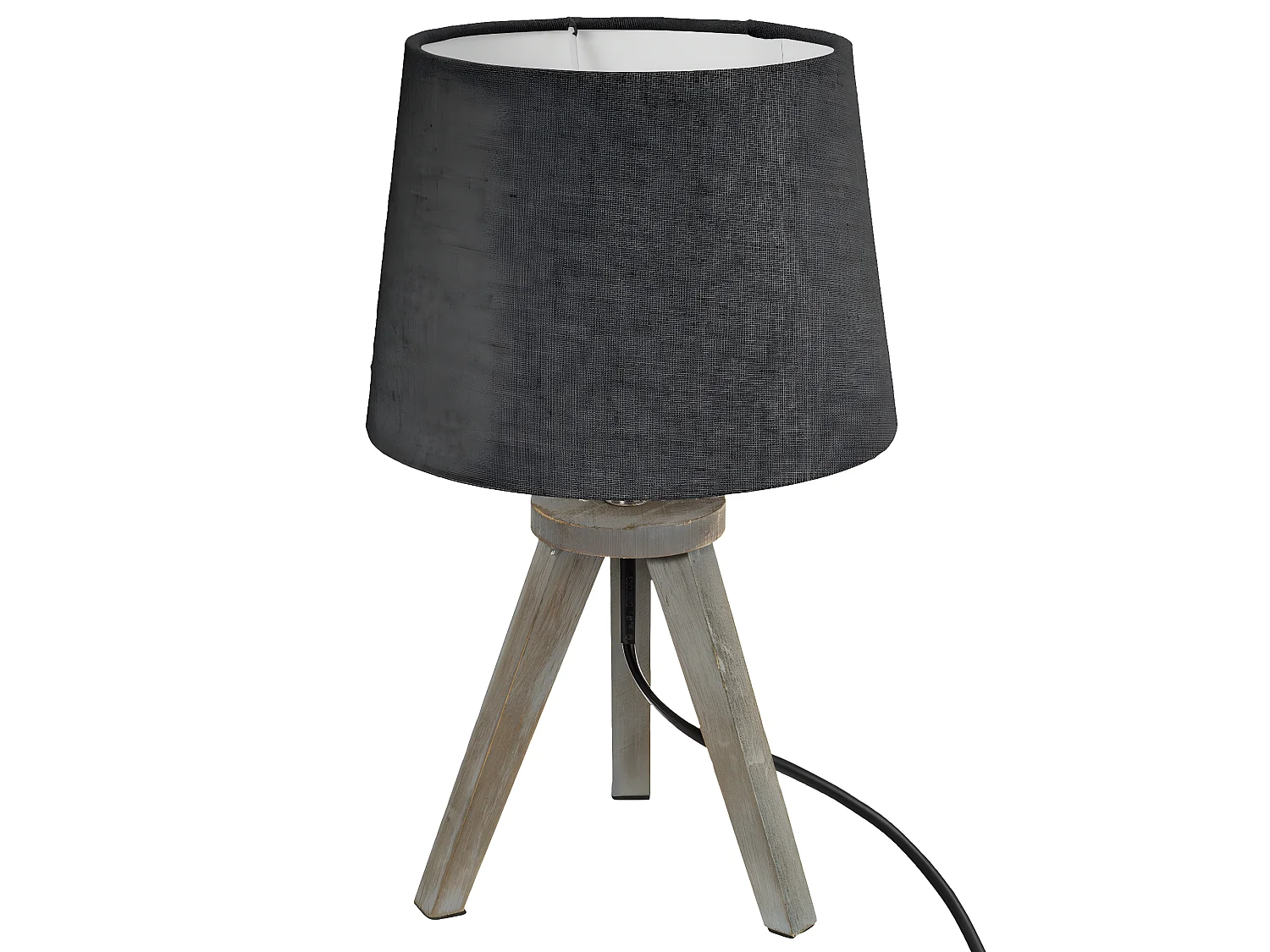 Lampe en Bois brossé et Abat-jour Gris H 31 cm