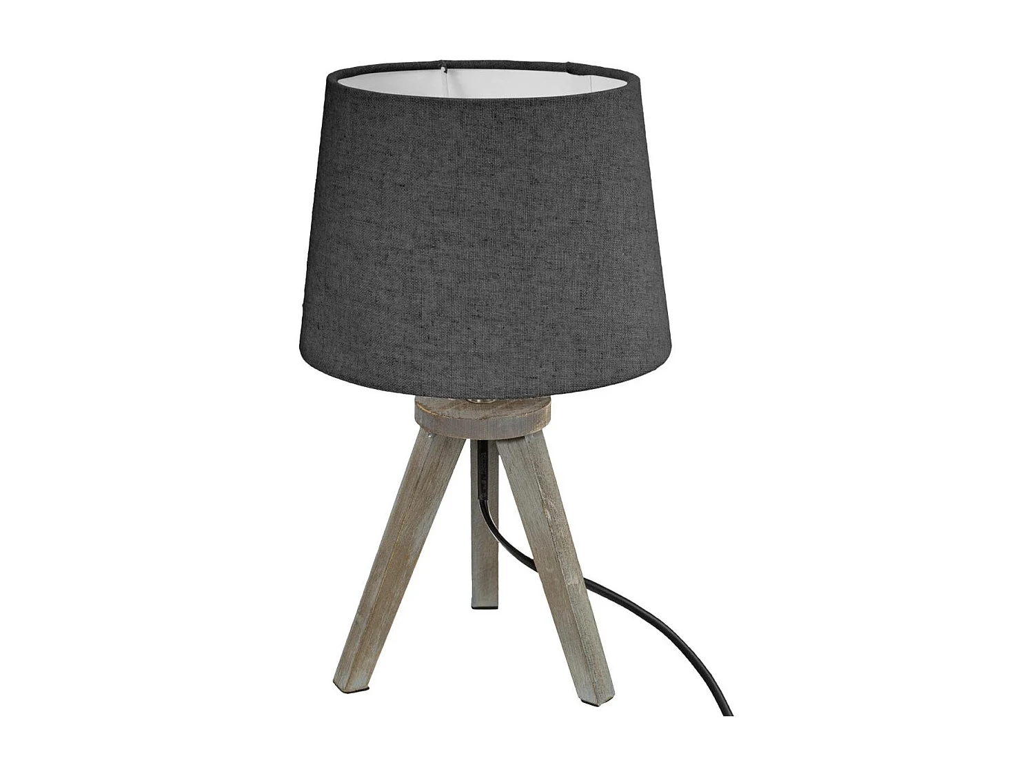 Lampe en Bois brossé et Abat-jour Gris H 31 cm