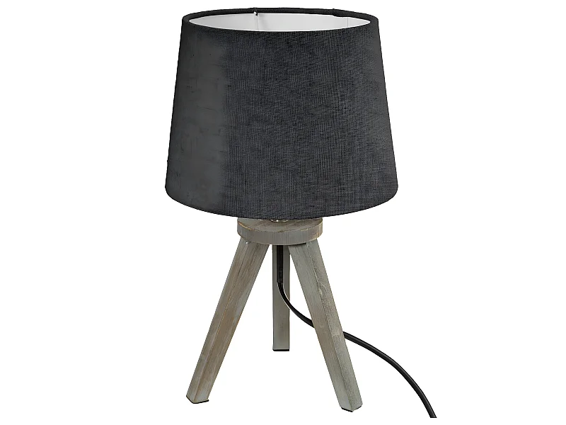 Lampe en Bois brossé et Abat-jour Gris H 31 cm