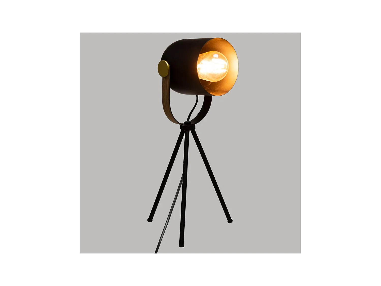 Lampe Trépied en métal Noir H 45 cm