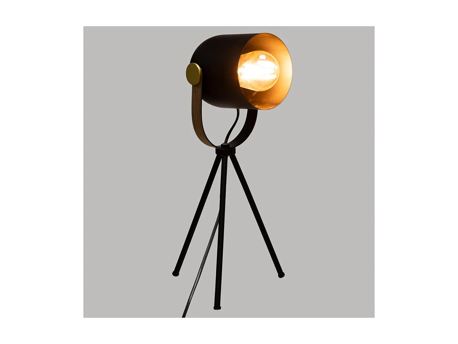 Lampe Trépied en métal Noir H 45 cm