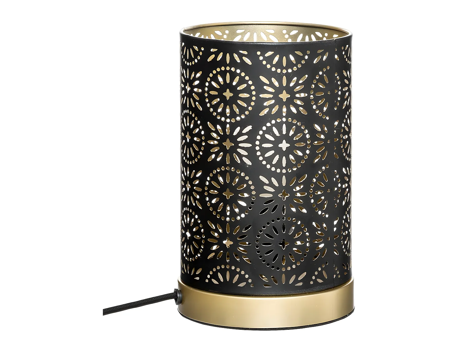 Lampe cylindrique en métal Noir et Or