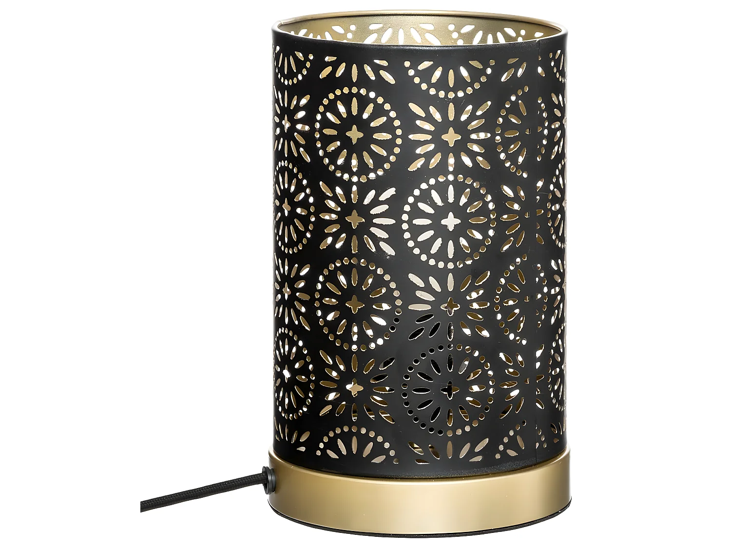 Lampe cylindrique en métal Noir et Or