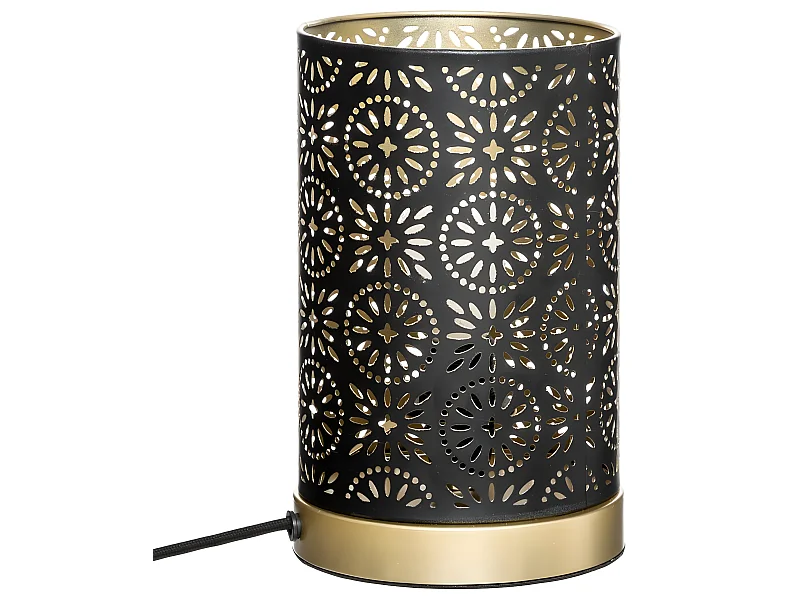 Lampe cylindrique en métal Noir et Or