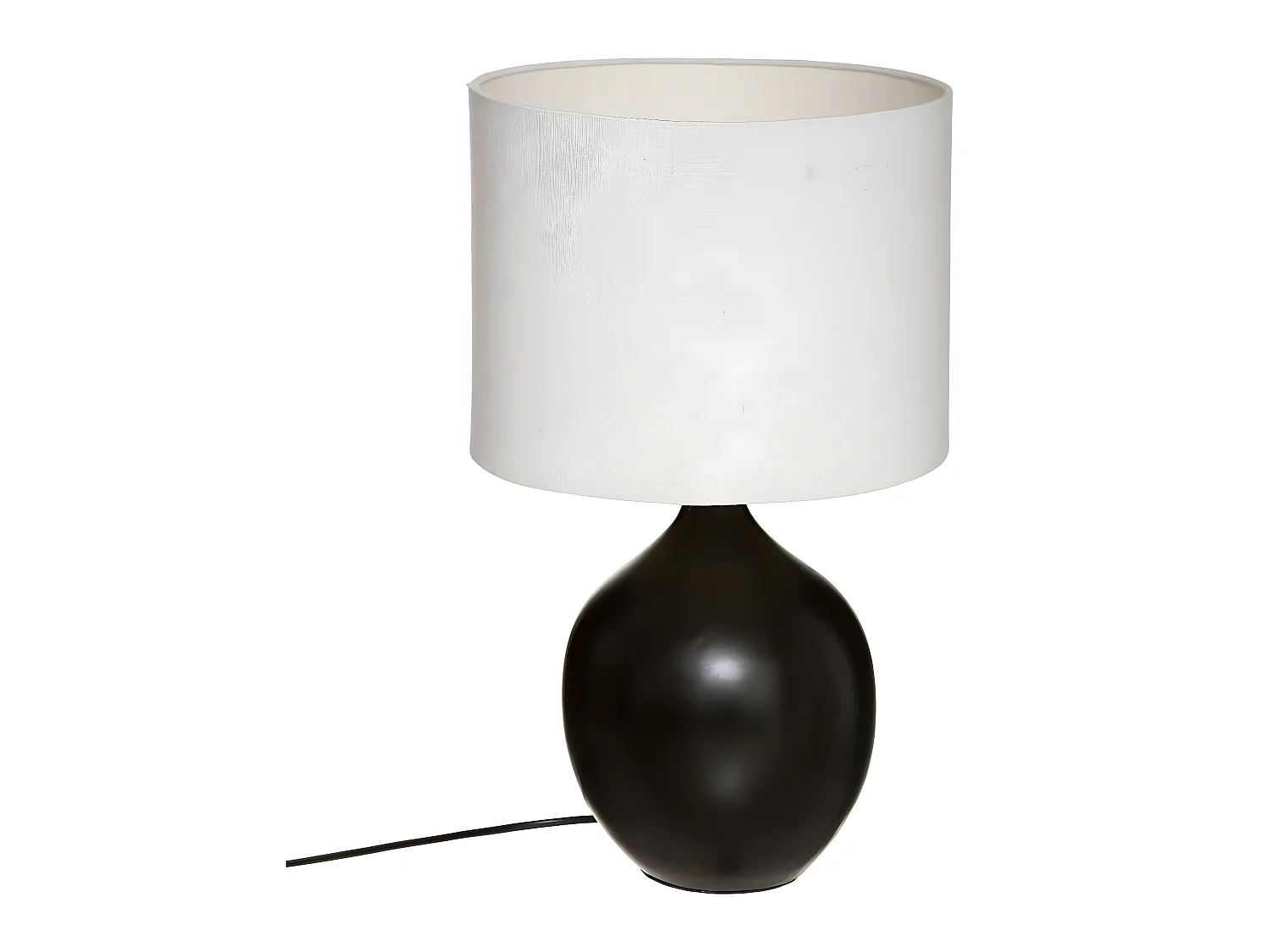 Lampe à poser en Céramique Noire et Abat jour Blanc H 51.5 cm