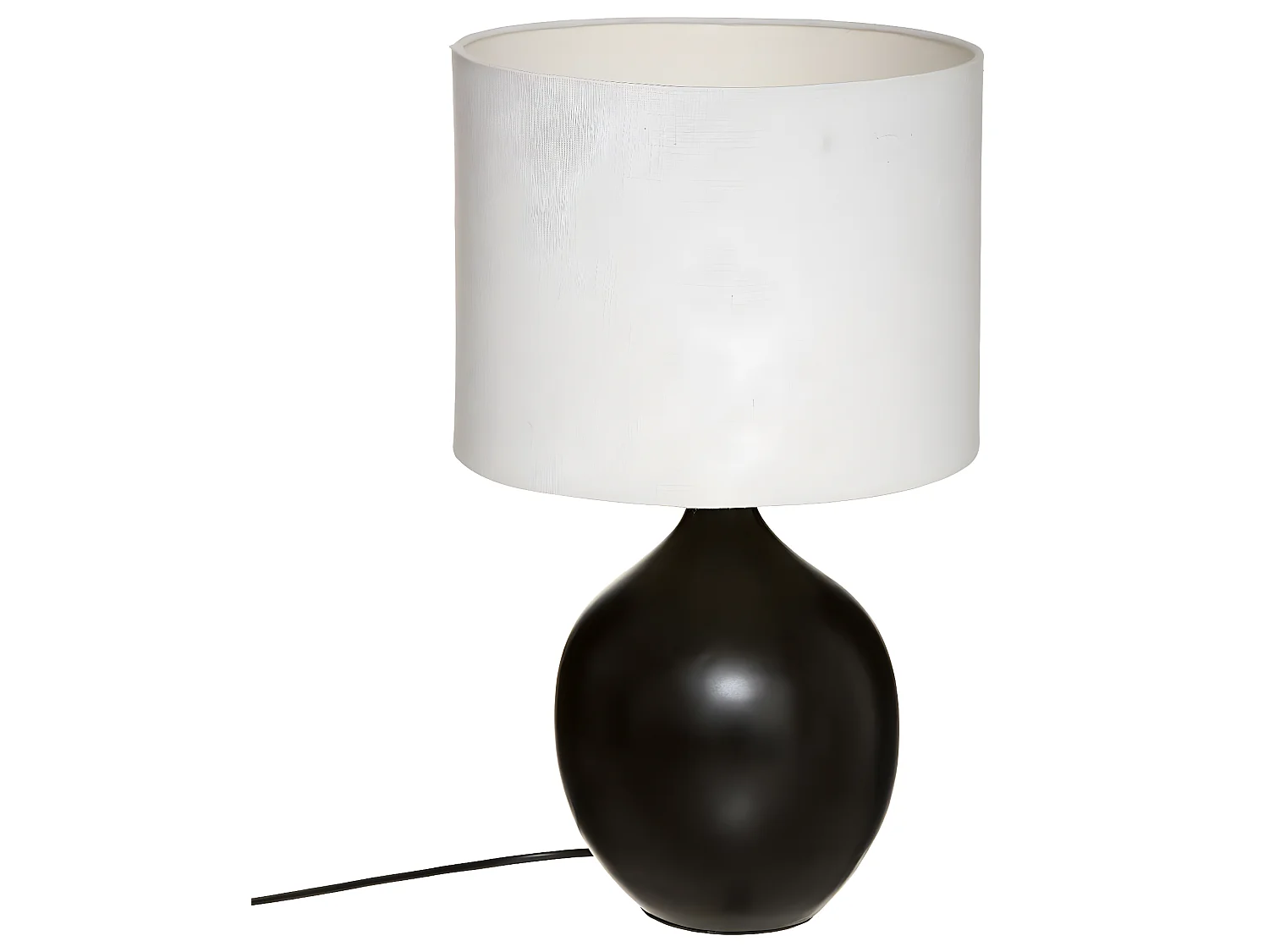 Lampe à poser en Céramique Noire et Abat jour Blanc H 51.5 cm