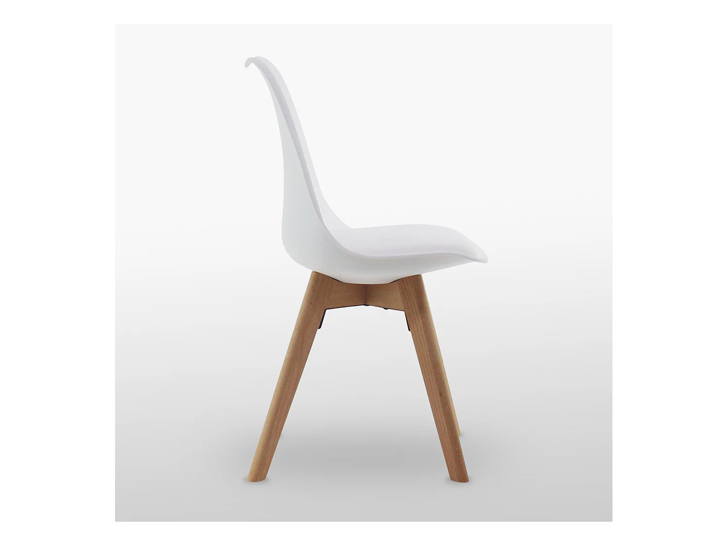 Ensemble de 6 chaises de salle à manger Lorenzo avec siège élégant en similicuir et pieds en bois massif - Parfait pour la salle à manger, le salon - Blanc