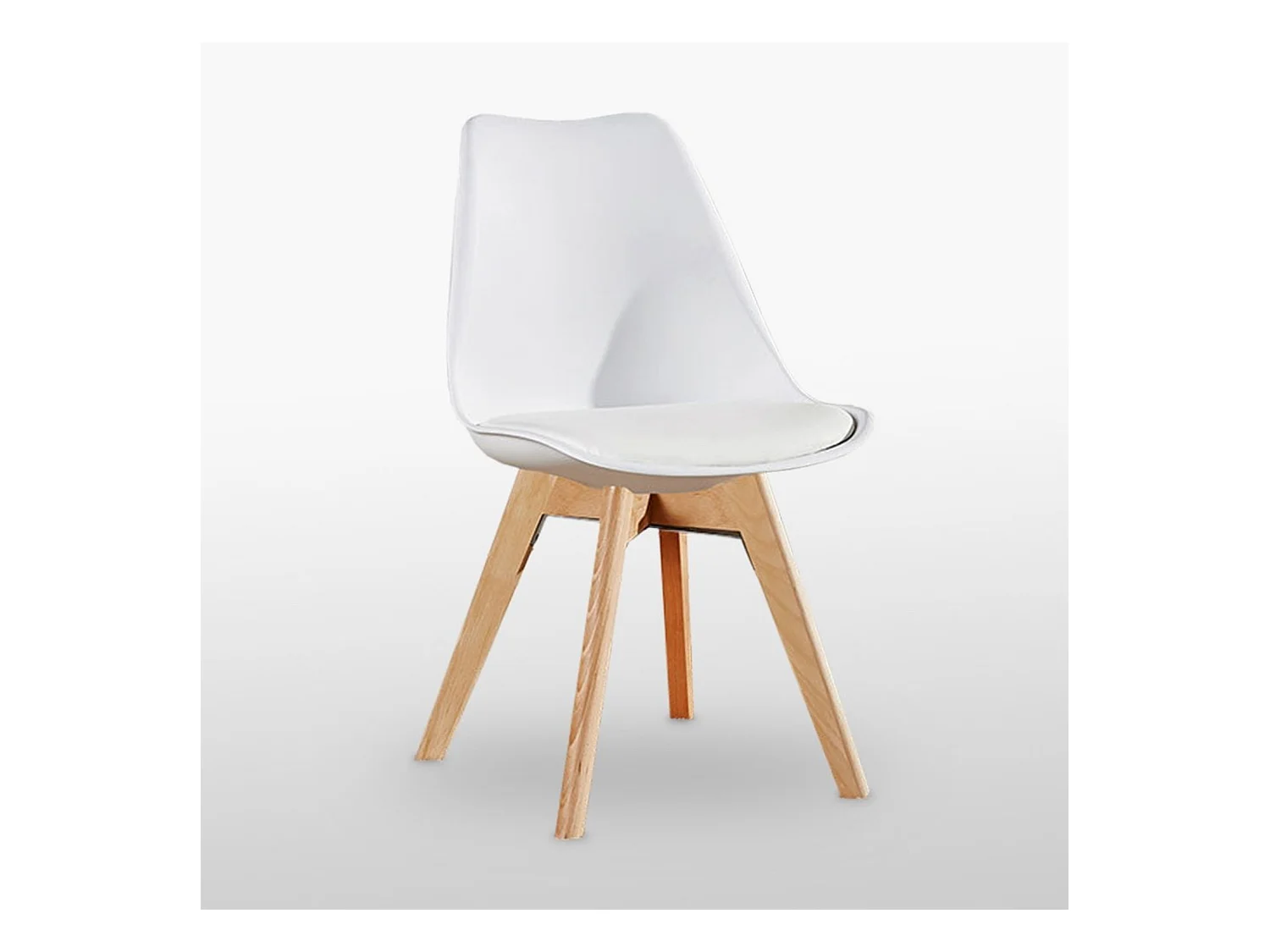 Ensemble de 6 chaises de salle à manger Lorenzo avec siège élégant en similicuir et pieds en bois massif - Parfait pour la salle à manger, le salon - Blanc