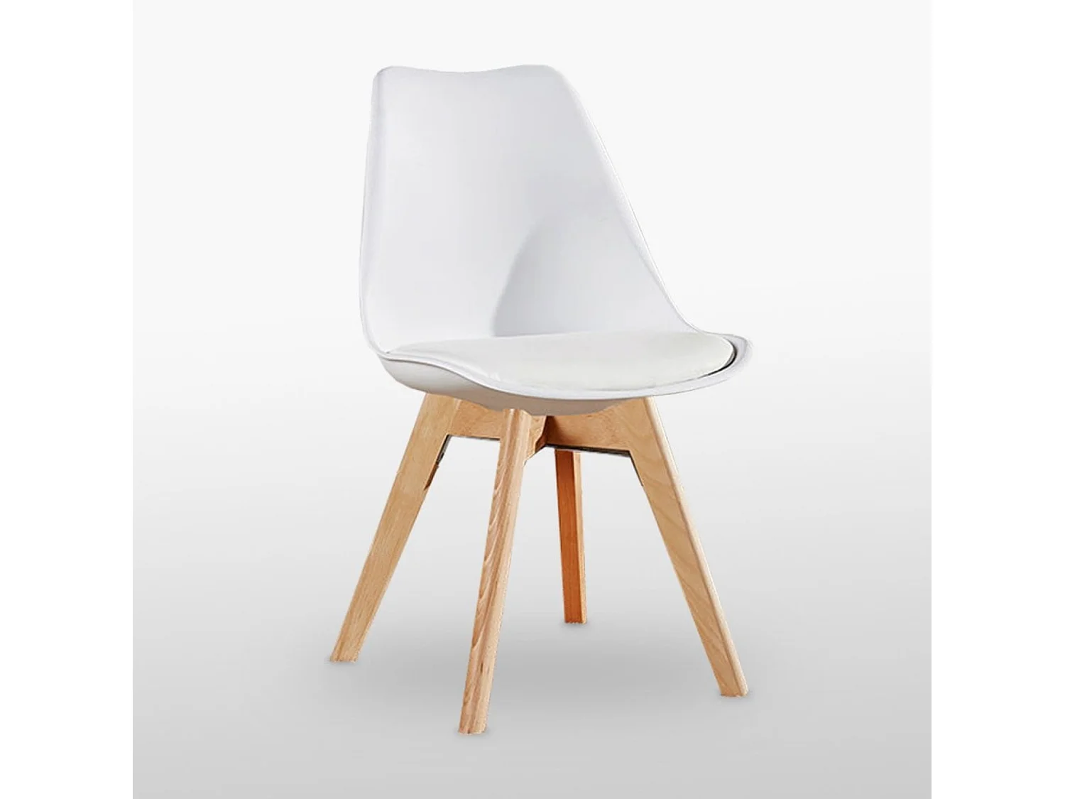 Set aus 6 Lorenzo-Esszimmerstühlen mit stilvollem Kunstledersitz und Massivholzbeinen – perfekt für Esszimmer, Wohnzimmer – Weiß