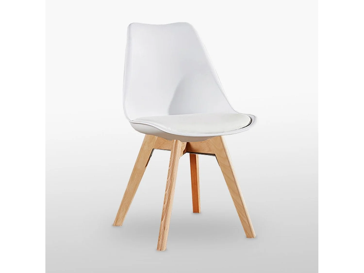 Set aus 6 Lorenzo-Esszimmerstühlen mit stilvollem Kunstledersitz und Massivholzbeinen – perfekt für Esszimmer, Wohnzimmer – Weiß