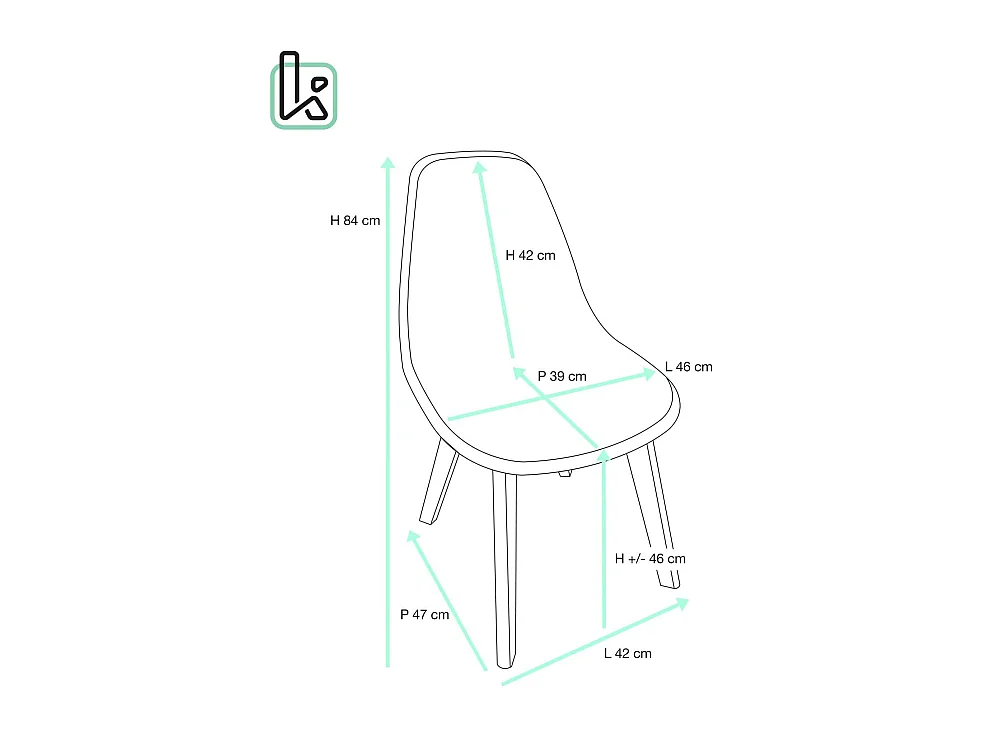 Lote de 4 sillas escandinavas de cocina diseño. Asiento de plástico flexible fácil de limpiar. Patas de madera de haya clara NAO (negro)