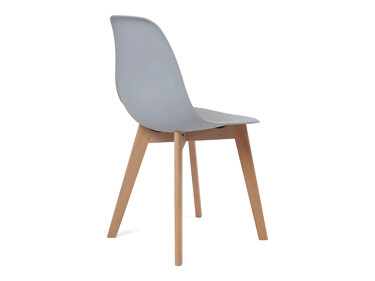 Lote de 4 sillas de cocina escandinavas de diseño. Asiento de plástico flexible de fácil limpieza. Patas de madera de haya clara NAO (gris)