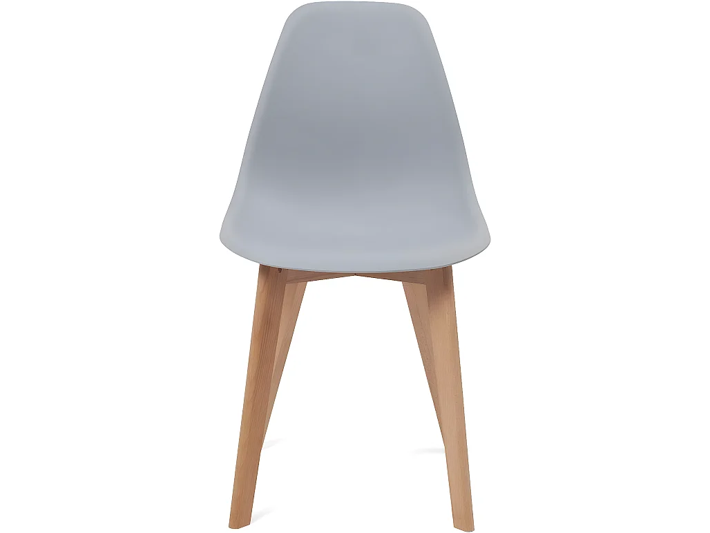 Lot 4 chaises de cuisine scandinaves siège plastique souple pieds bois hêtre clair NAO (gris)