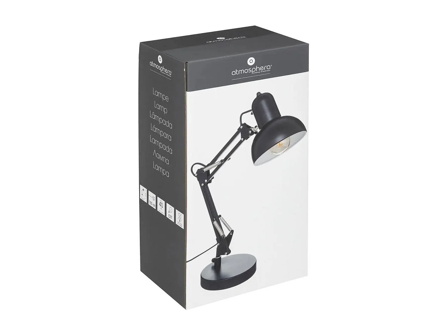 Lampe architecte en Métal Noir H 55.8 cm Lampe style industriel