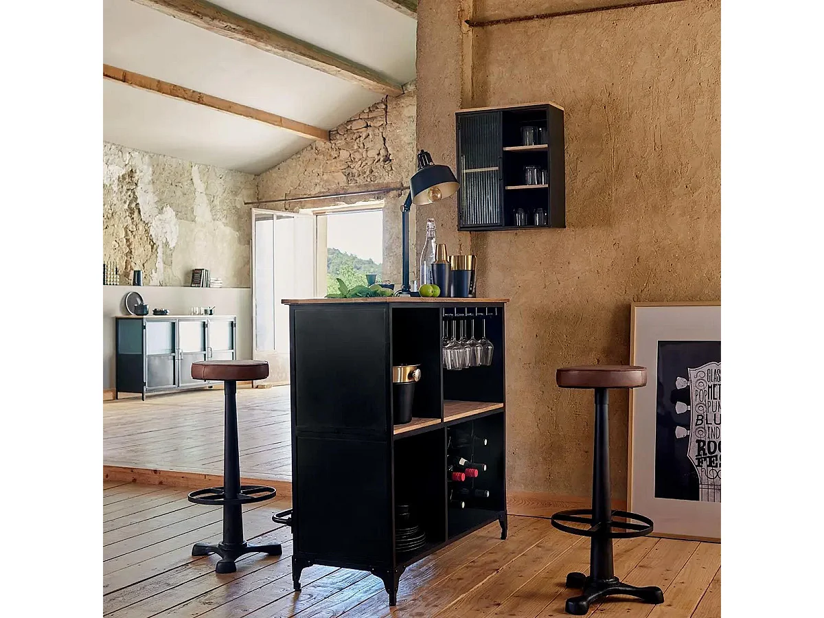 Lampe de bureau en Métal Noir H 55.8 cm Lampe style industriel