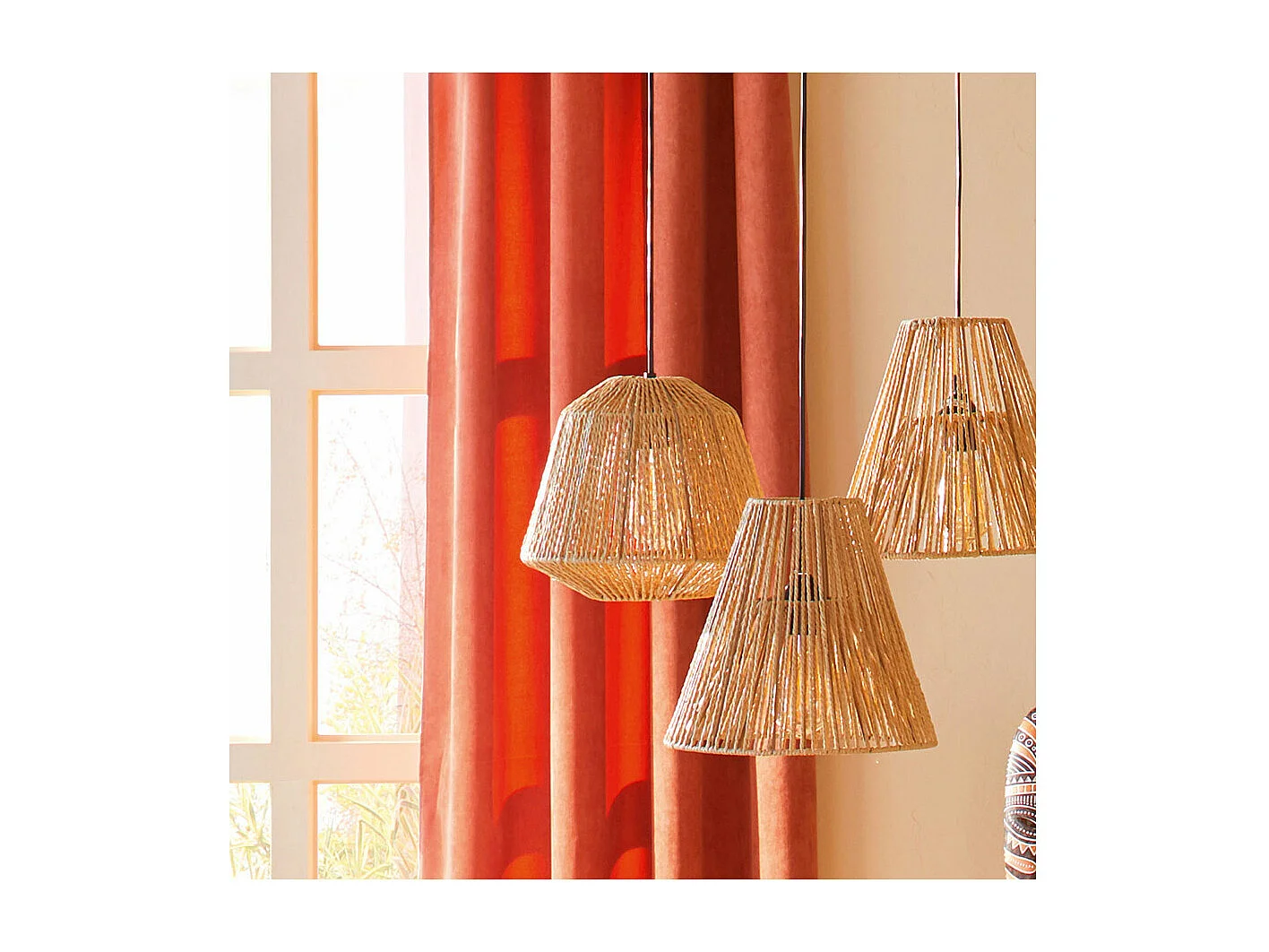 Luminaire Suspension Corde D 30 cm Beige