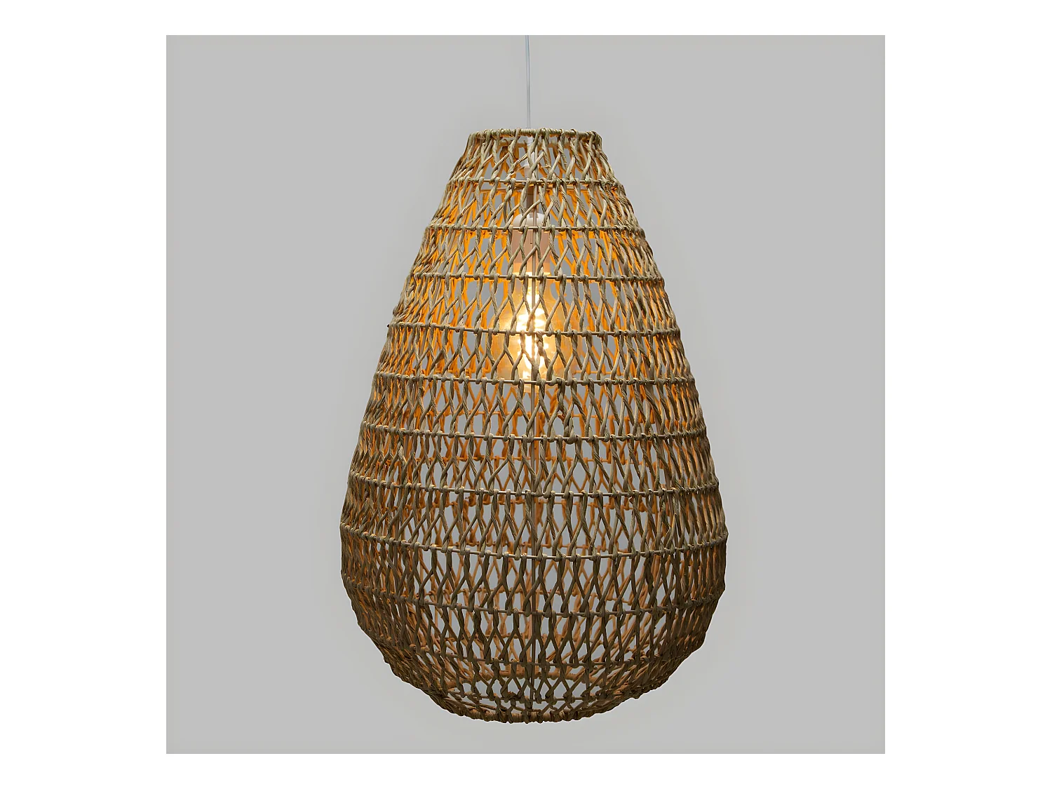 Lámpara colgante de madera y papel tejido