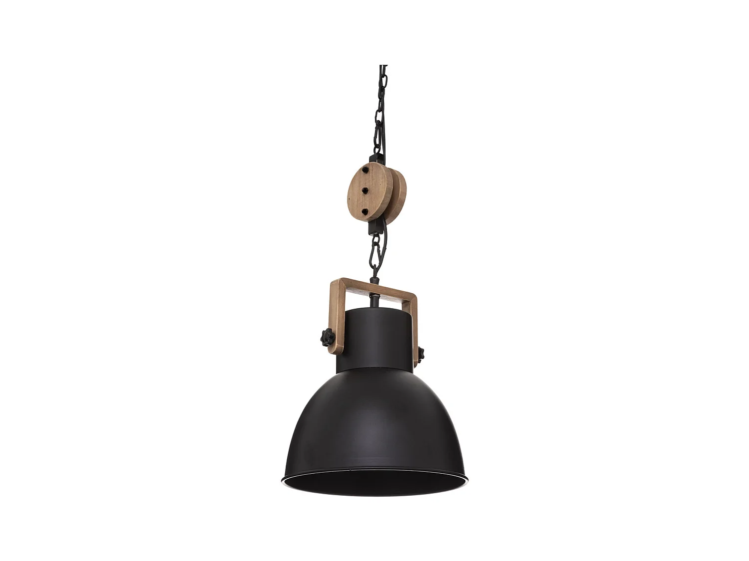 Luminaire Suspension en Métal Noir et Bois D 23 cm