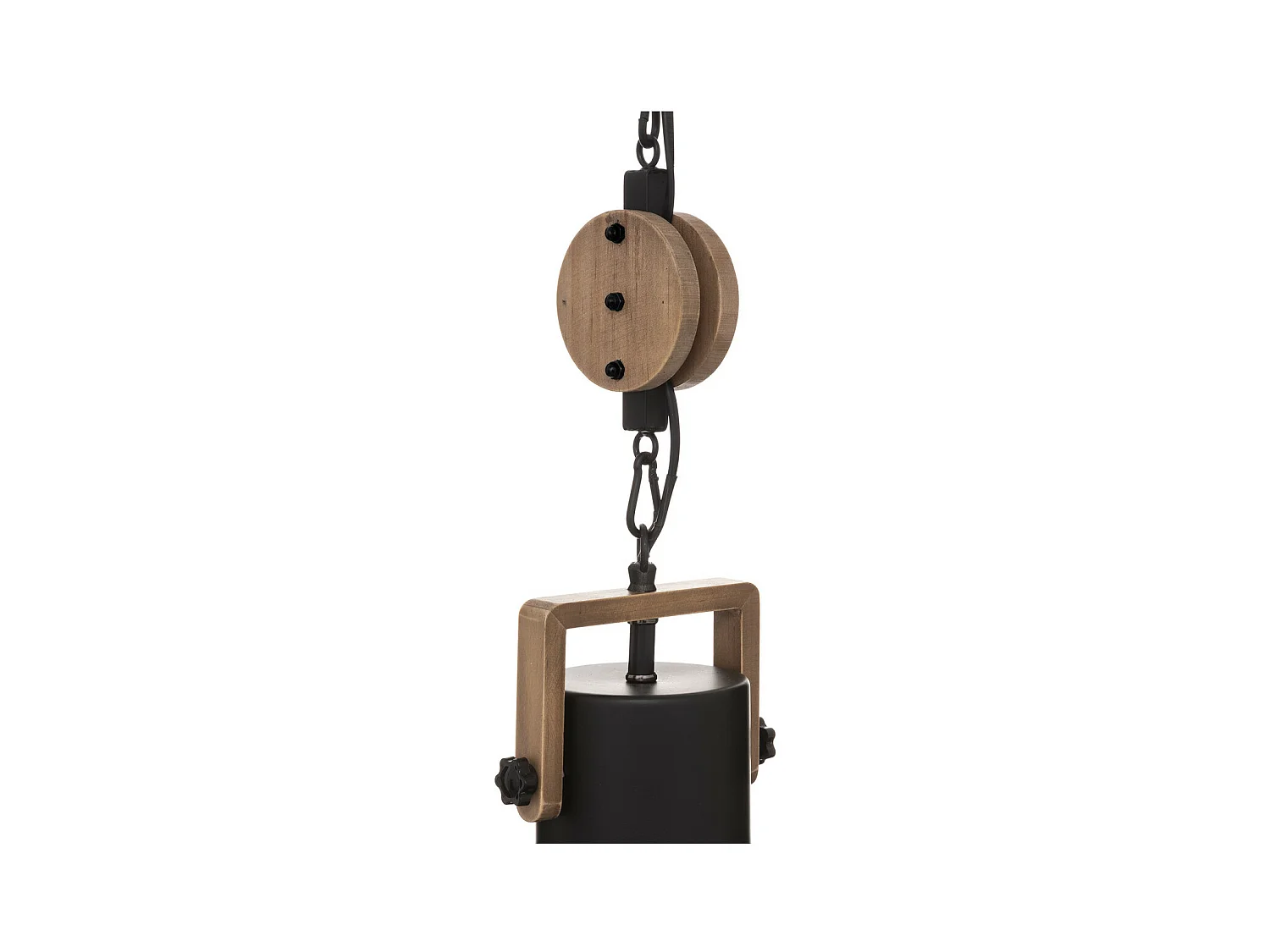 Luminaire Suspension en Métal Noir et Bois D 23 cm