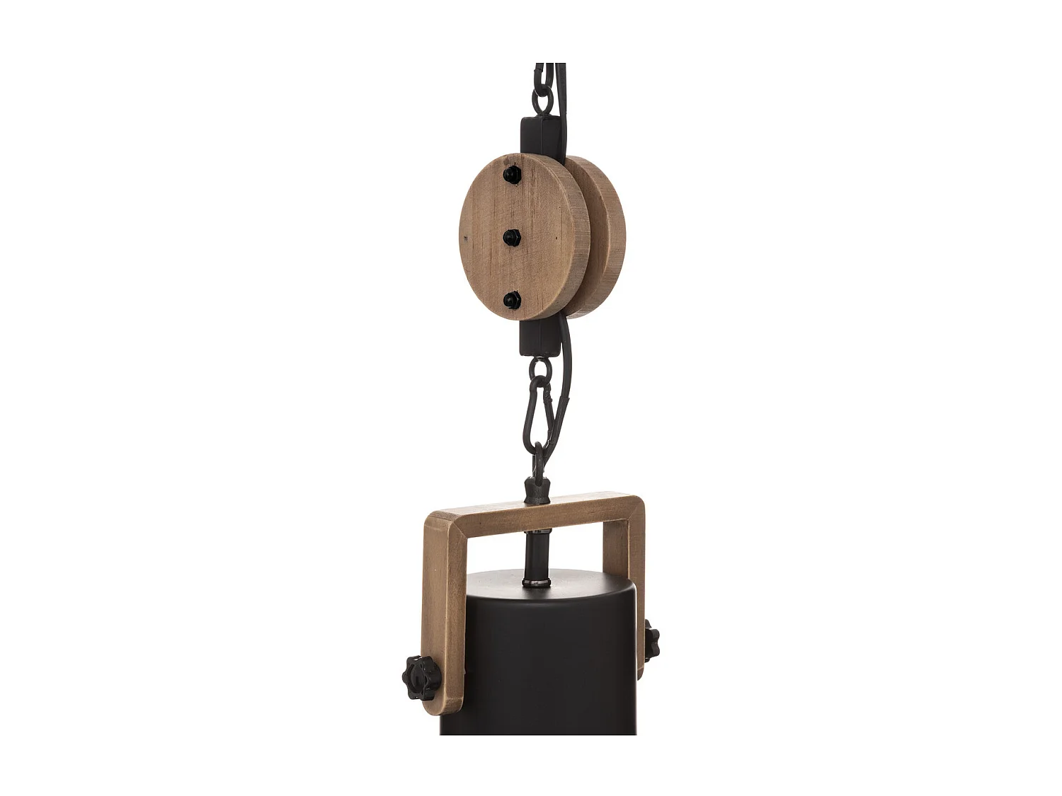 Luminaire Suspension en Métal Noir et Bois D 23 cm