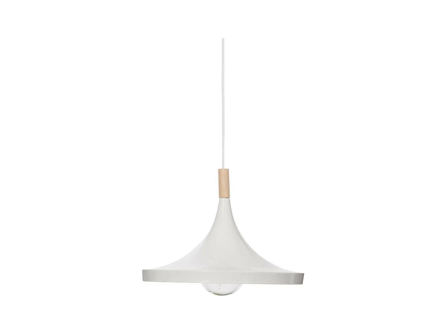 Luminaire Suspension en Bois et Métal Blanc D 32 cm