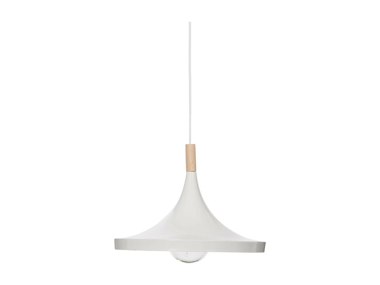 Luminaire Suspension en Bois et Métal Blanc D 32 cm
