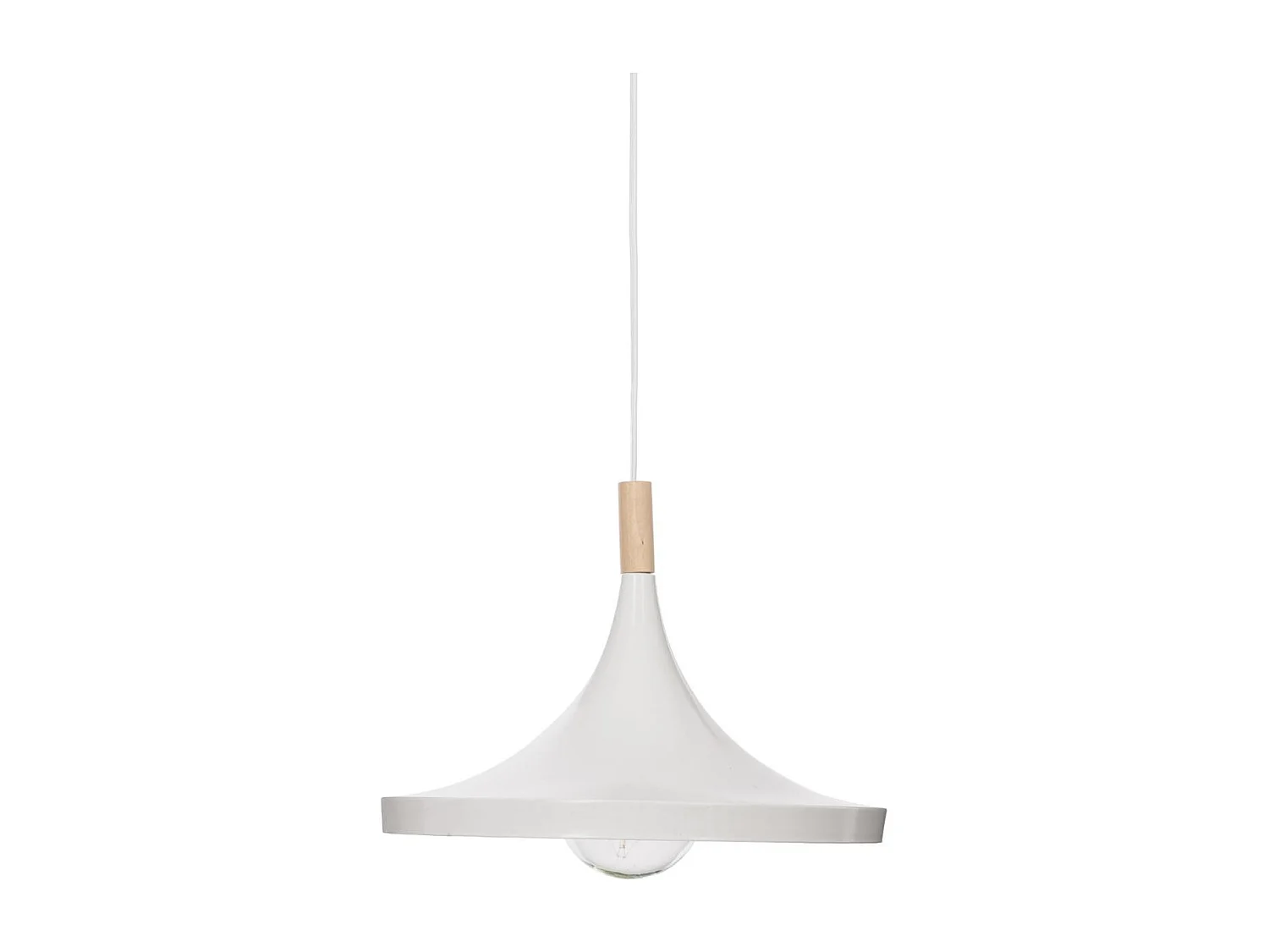 Luminaire Suspension en Bois et Métal Blanc D 32 cm