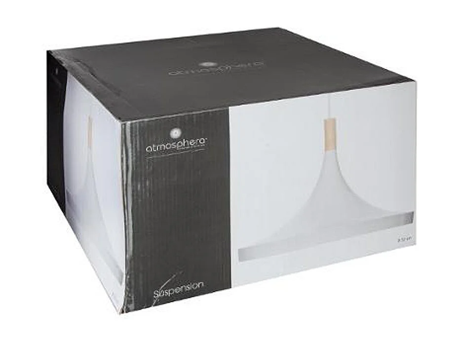 Luminaire Suspension en Bois et Métal Blanc D 32 cm