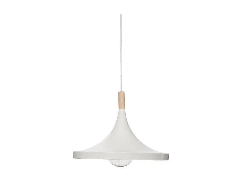 Luminaire Suspension en Bois et Métal Blanc D 32 cm