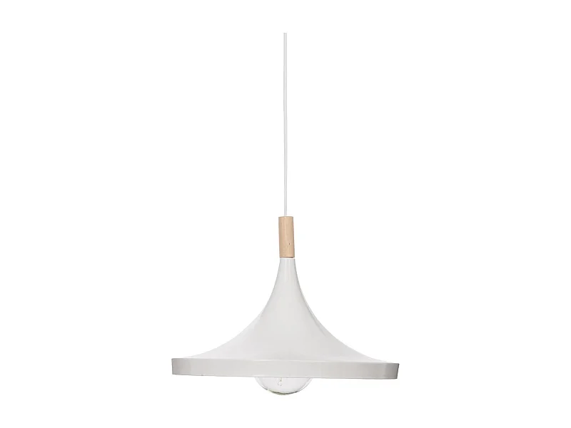 Luminaire Suspension en Bois et Métal Blanc D 32 cm