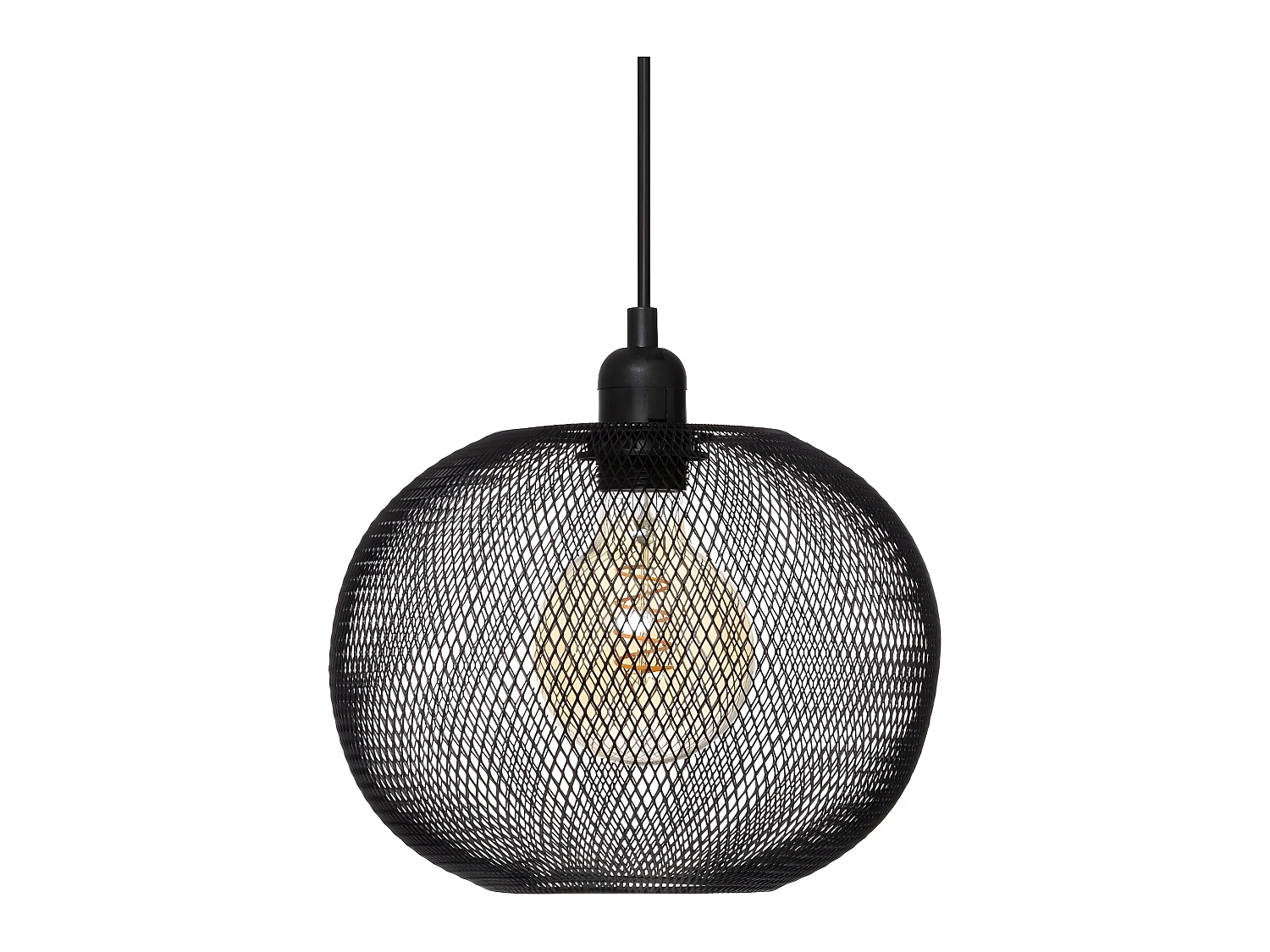 Luminaire Suspension Boule en Métal Noir D 25 cm