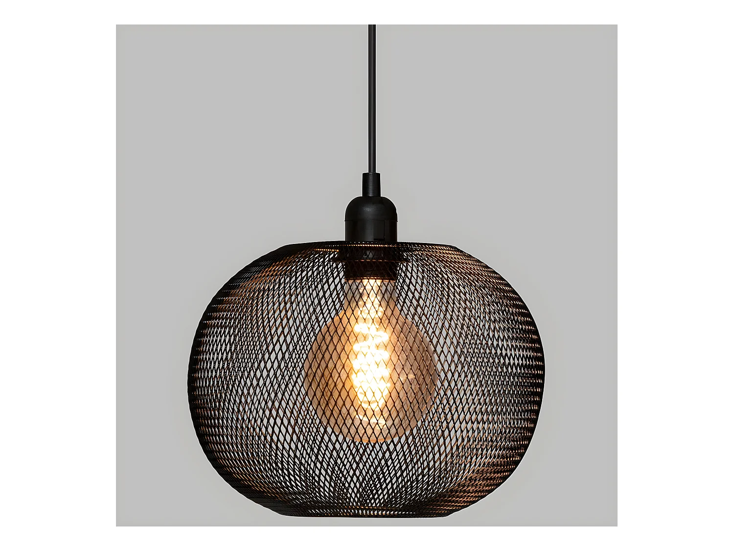 Luminaire Suspension Boule en Métal Noir D 25 cm