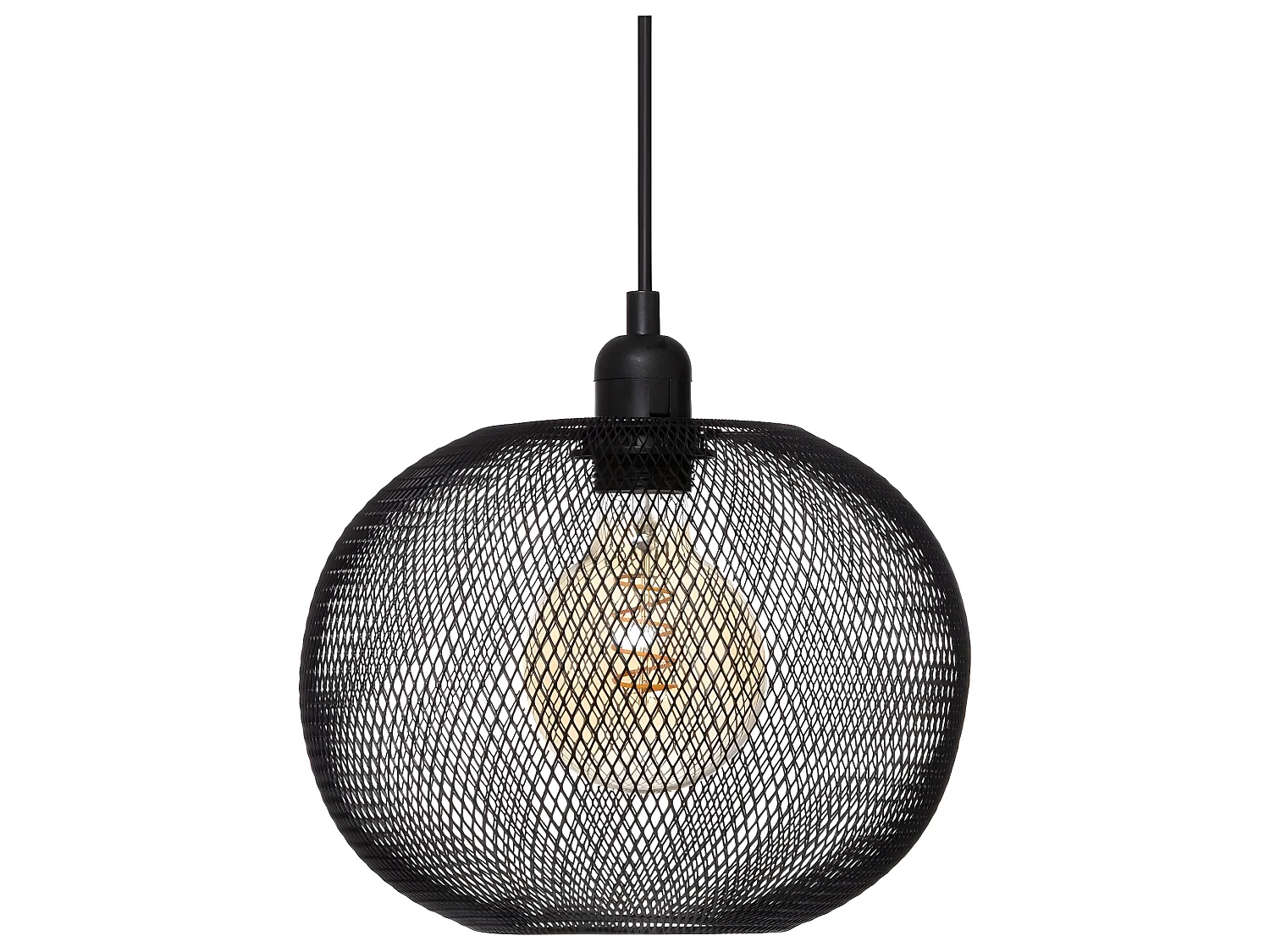 Luminaire Suspension Boule en Métal Noir D 25 cm
