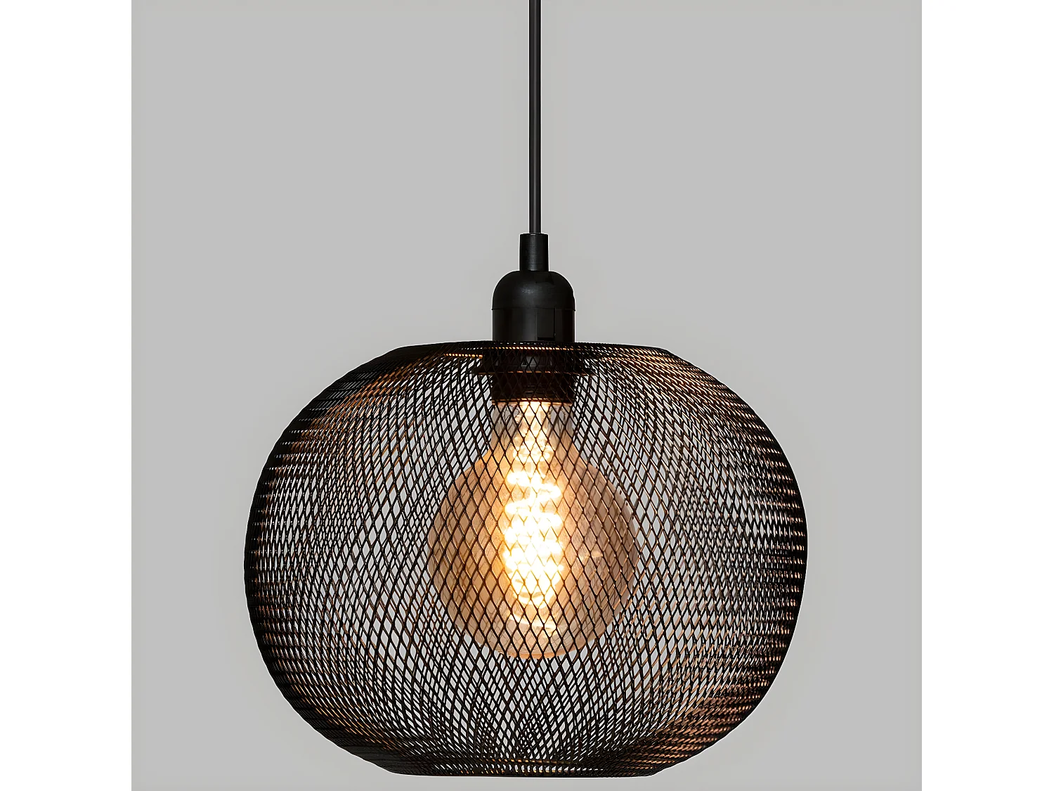 Luminaire Suspension Boule en Métal Noir D 25 cm