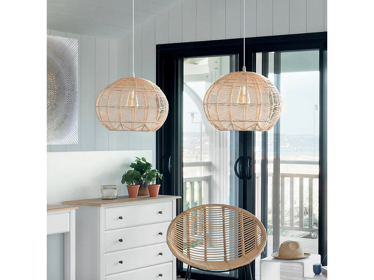 Luminaire Suspension en Rotin naturel D 38 cm