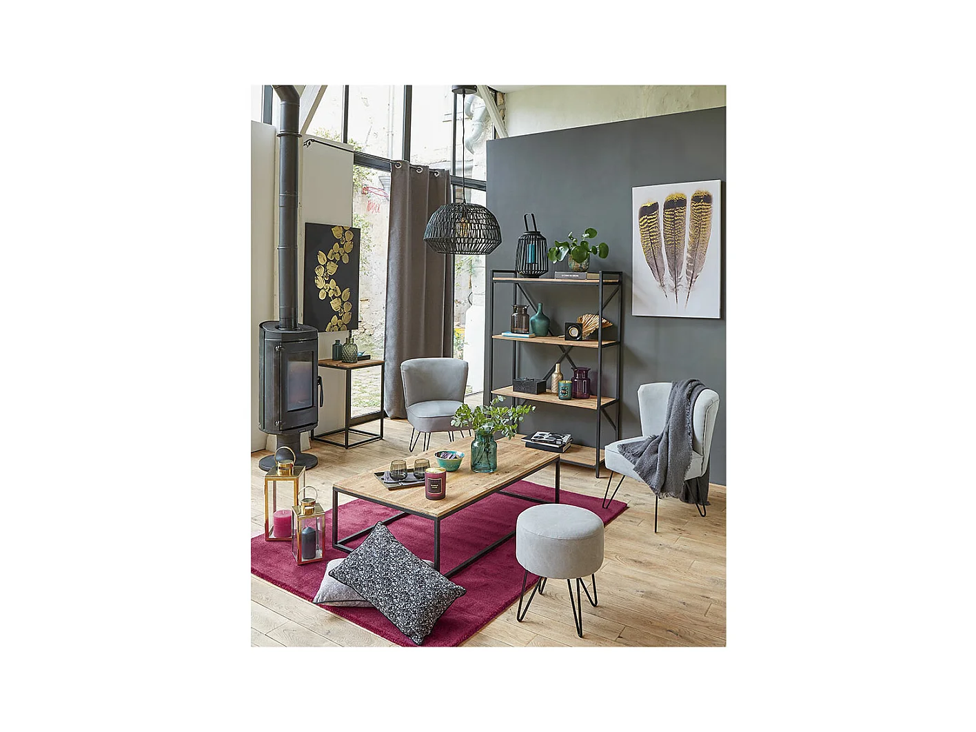 Luminaire Suspension en Rotin noir D 38 cm