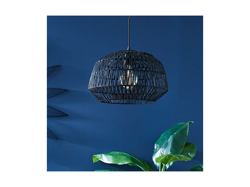 Luminaire Suspension en Rotin noir D 38 cm