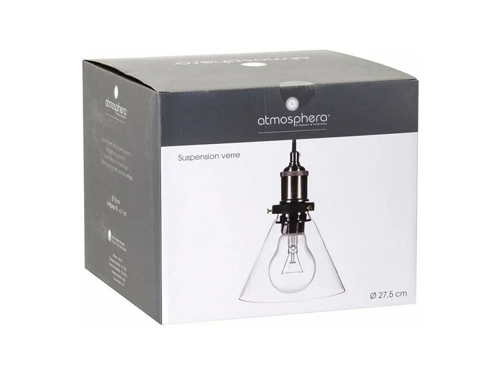 Luminaire Suspension Cône en Verre D 18 cm