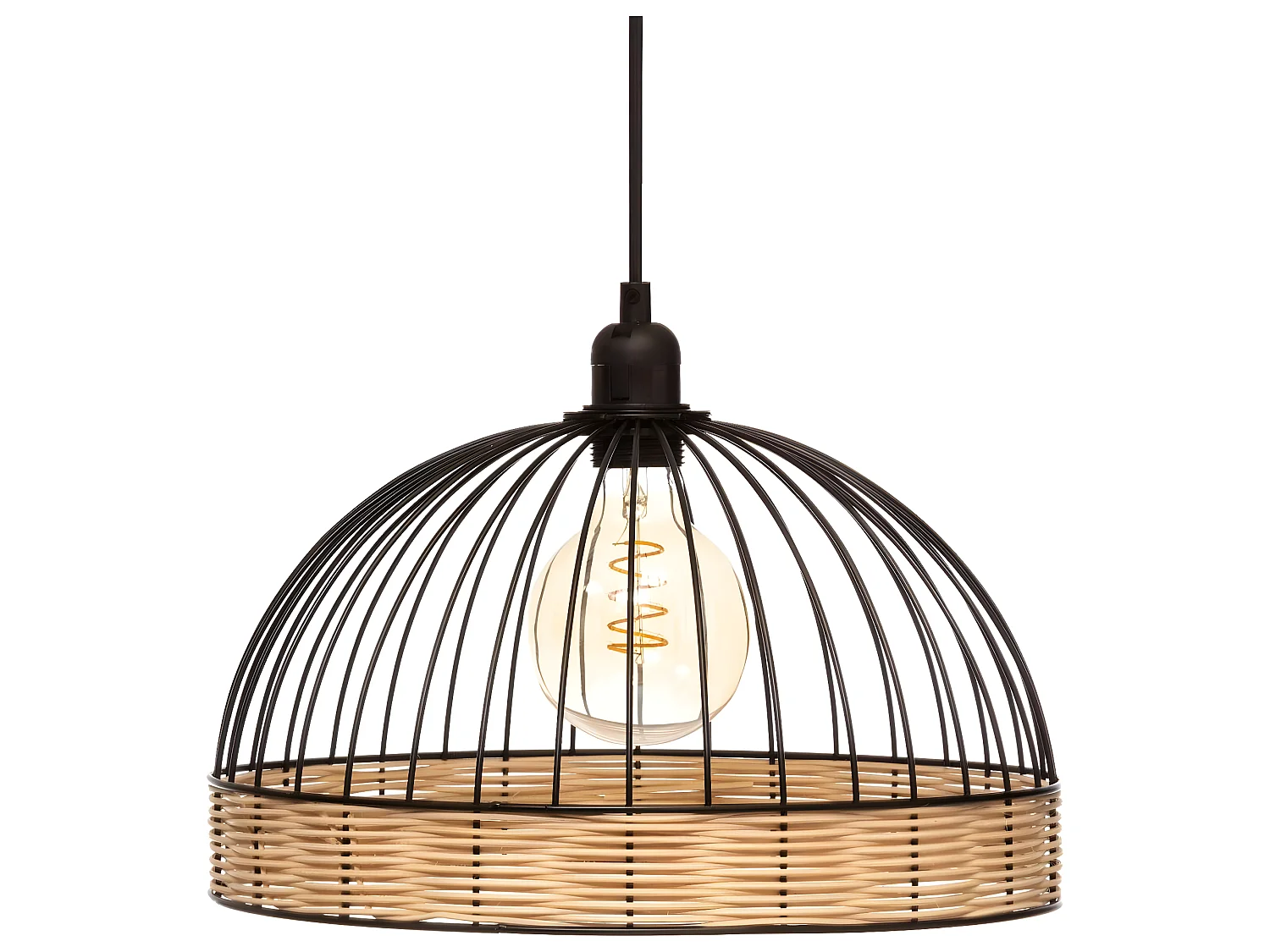 Suspensión de metal y ratán