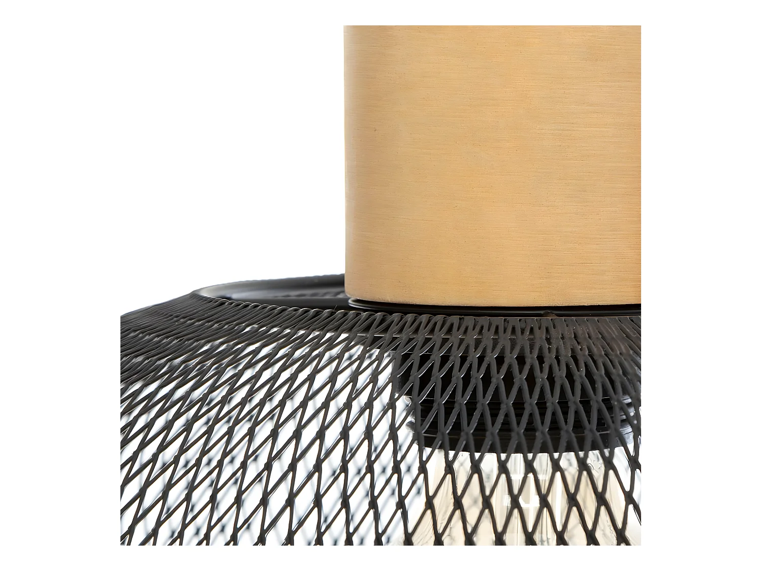 Lámpara de techo en metal y madera semicírculo