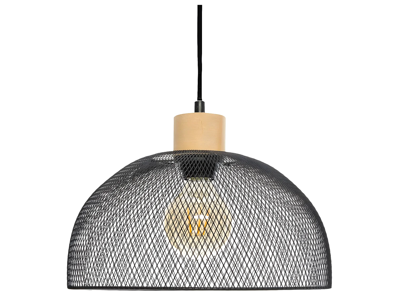 Hängelampe in Glockenform aus Metall und Holz Ø30 cm