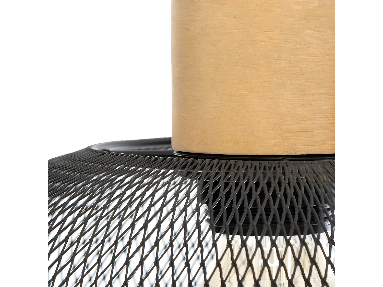 Hängelampe in Glockenform aus Metall und Holz Ø30 cm